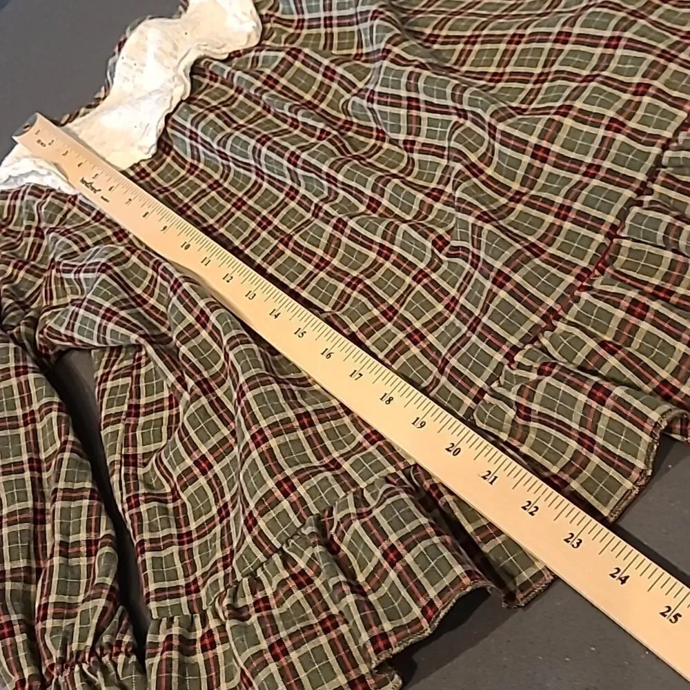 Xuan Vintage Inspired Cotton Plaid Pajama Set